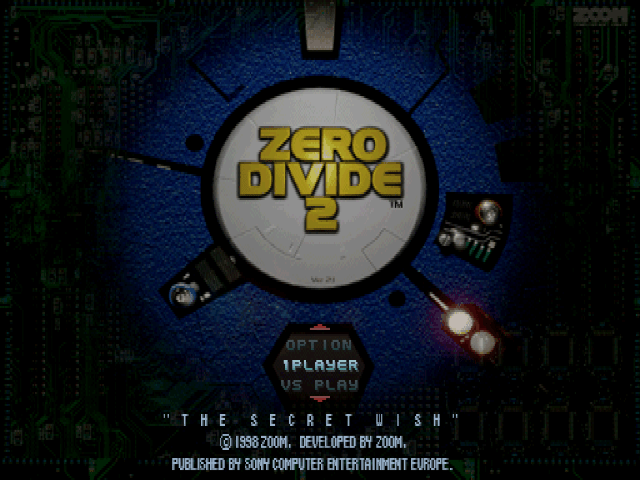 Zero Divide 2: The Secret Wish title screen for Playstation
